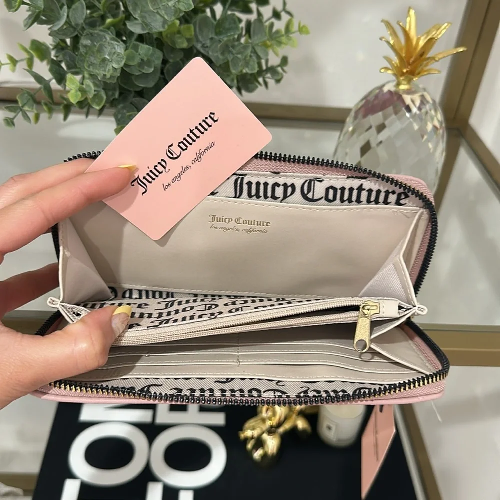 Juicy Couture Pink Textured Wallet with Gold Hardware